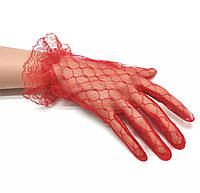 Перчатки из кружева красные, женские перчатки, свадебные аксессуары