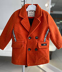 Дитяче пальто для хлопчиків на гудзиках Цегляне 17155, Цегляний, Для хлопчиків, Весна Осінь, 80