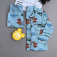 Летняя пижама для мальчика с автомобилями Синяя 6021 59, Синий, Для мальчиков, Весна Осень, 85, 7 лет