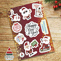 СтикерПак з новорічними наклейками "Дід Мороз. Сніговик. Санта Клаус. Happy Nev Year. З новим Роком. Ho-Ho-Ho"