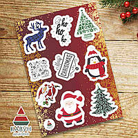 СтікерПак з новорічними наклейками "Дід Мороз. Ялинка. Санта Клаус. Олень. З новим Роком. Ho-Ho-Ho"