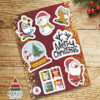 СтикерПак с новогодними наклейками "Дед Мороз. Елка. Санта Клаус. Олень. Снеговик. Merry Chrictmas"