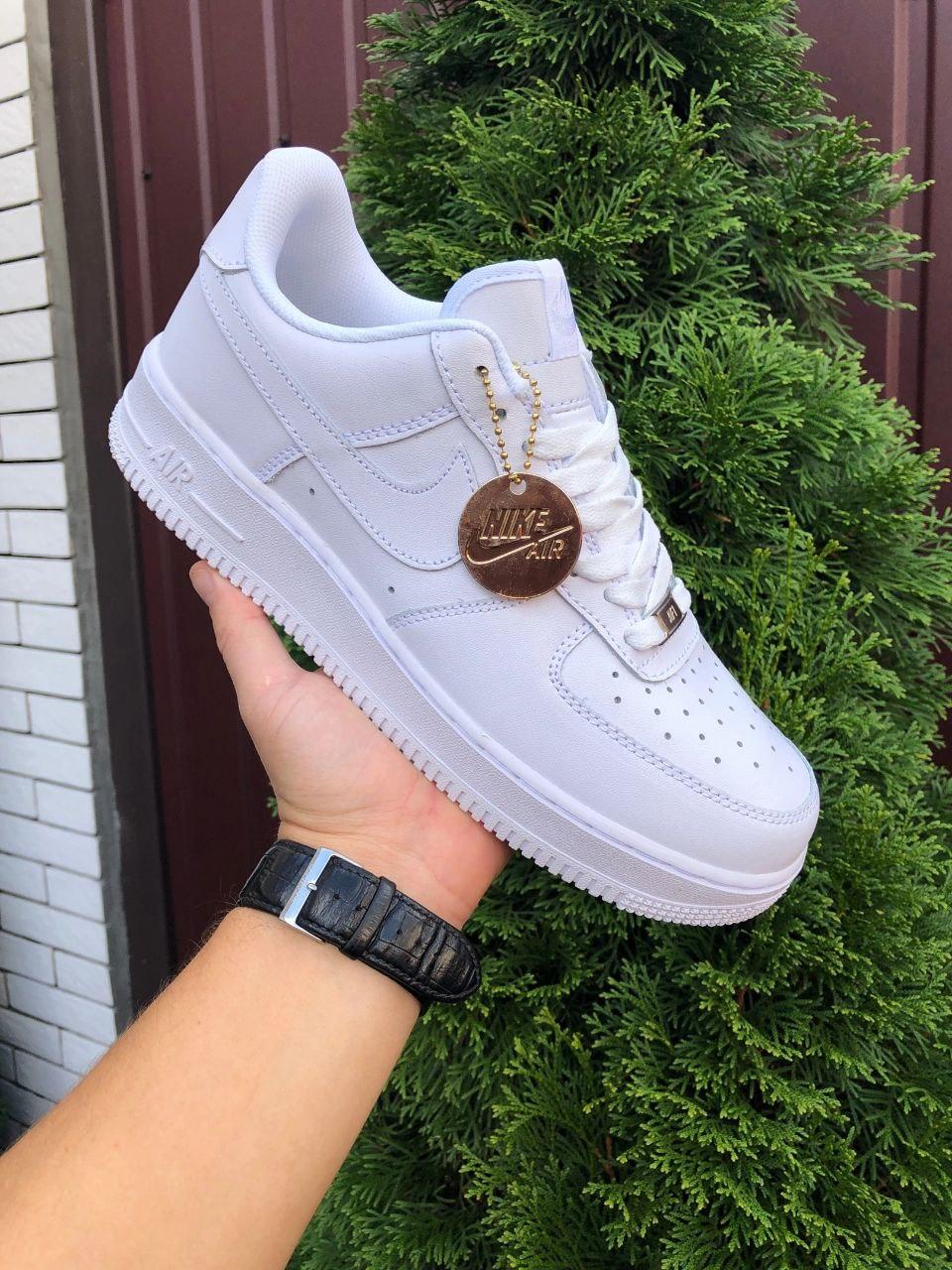 Купить Кроссовки мужские Nike Air Force белые Осенние Кожаные ...