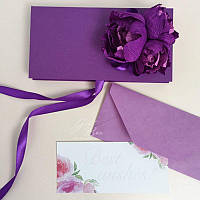 Gift box Kollet цвет фиолетовый цветок Красивый конверт для денег на свадьбу, день рождения, юбилей