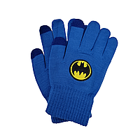 Детские сенсорные перчатки вязанные на 6-9 лет ярко-голубой