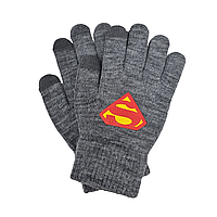 Детские сенсорные перчатки вязанные на 4, 5, 6 лет серый меланж