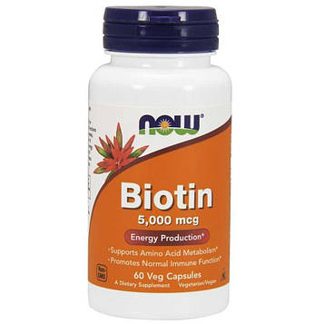 Біотин -Now Biotin 5000 mcg / 60 capsules