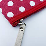 Косметичка текстильна в горох бордова, фото 3