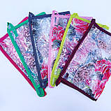 Косметичка прозора прямокутна силікон великі квіти, фото 2