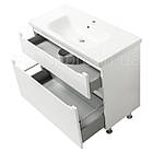 Тумба ЮВВІС для ванної кімнати 100 см біла підлогова ЕЛЬБА з умивальником БОЛЕРО, фото 2