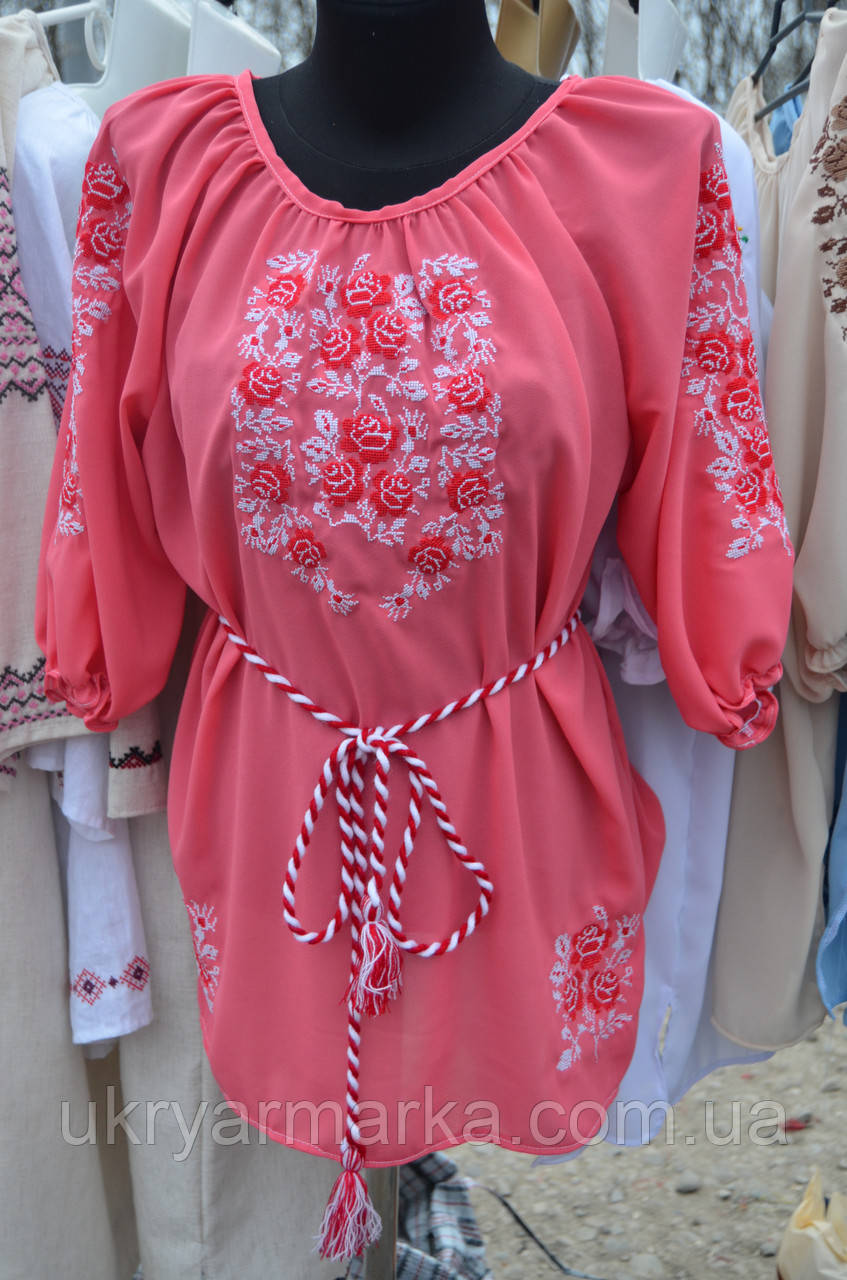 Вишита сорочка жіноча на шифоні "Світанок"