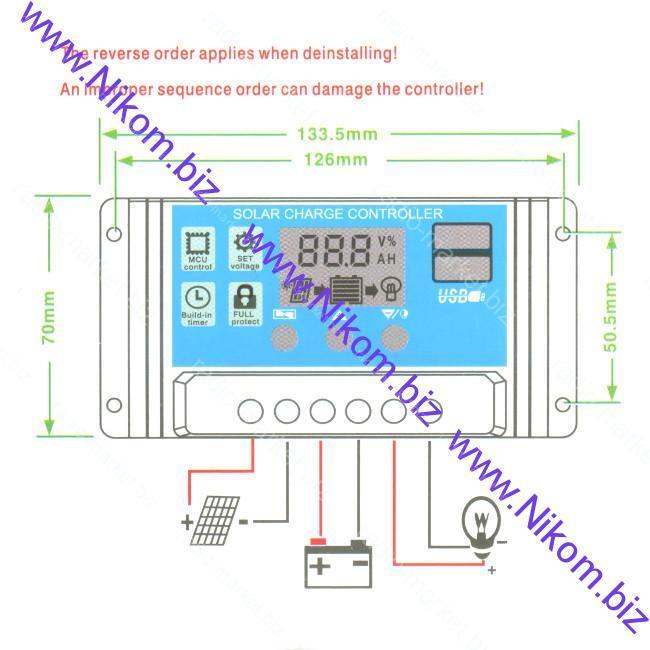 Контролер сонячної панелі W88-B 20A