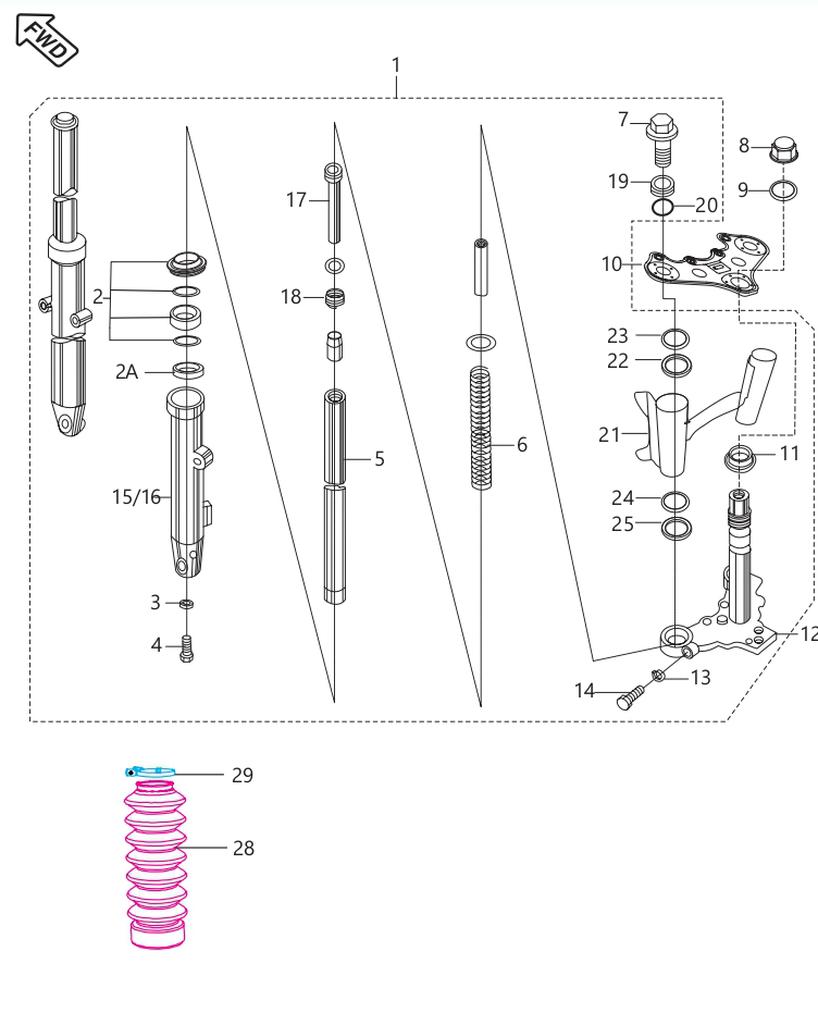 Комплект пыльников вилки Bajaj Boxer BMX 125 36DK0020 - фото 2 - id-p1685425184