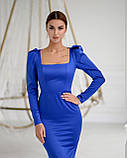 Жіноче плаття-футляр із відкритою спинкою Люкс синє (різні кольори) ХС С М Л, фото 6