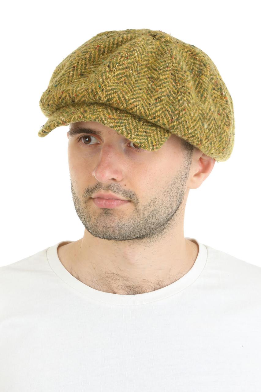 Кепка восьмиклинка чоловіча гаврош хуліганка зелена з жовтим, фото 1