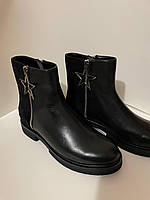 Черные женские кожаные ботинки осень (размер: 36)