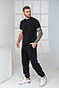 Теплі чоловічі спортивні штани на гумці 1019 чорний, фото 3