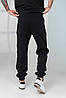 Теплі чоловічі спортивні штани на гумці 1019 чорний, фото 2