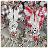 Текстильна іграшка ручної роботи "Сердечко з кроликом" h 17 см, фото 5