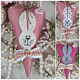 Текстильна іграшка ручної роботи "Сердечко з кроликом" h 17 см, фото 3