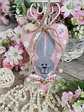Текстильна іграшка ручної роботи "Сердечко з кроликом" h 17 см, фото 10