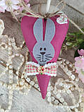 Текстильна іграшка ручної роботи "Сердечко з кроликом" h 17 см, фото 6
