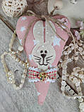 Текстильна іграшка ручної роботи "Сердечко з кроликом" h 17 см, фото 4