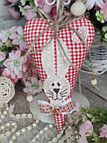 Текстильна іграшка ручної роботи "Сердечко з кроликом" h 17 см, фото 8