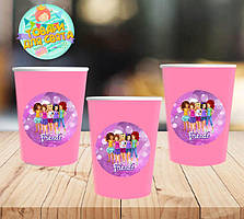 Стаканчики "Лєго Френдс" рожеві з круглою наклейкою (поштучно) одноразові