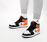 Чоловічі / жіночі кросівки Nike Air Jordan 1 Retro High Orange White Black, шкіряні найк аір джордан 1 ретро аїр, фото 8