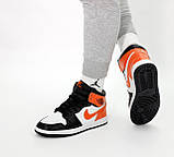 Чоловічі / жіночі кросівки Nike Air Jordan 1 Retro High Orange White Black, шкіряні найк аір джордан 1 ретро аїр, фото 9