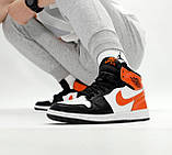 Чоловічі / жіночі кросівки Nike Air Jordan 1 Retro High Orange White Black, шкіряні найк аір джордан 1 ретро аїр, фото 6