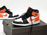 Чоловічі / жіночі кросівки Nike Air Jordan 1 Retro High Orange White Black, шкіряні найк аір джордан 1 ретро аїр, фото 2