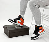 Чоловічі / жіночі кросівки Nike Air Jordan 1 Retro High Orange White Black, шкіряні найк аір джордан 1 ретро аїр, фото 4