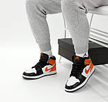 Чоловічі / жіночі кросівки Nike Air Jordan 1 Retro High Orange White Black, шкіряні найк аір джордан 1 ретро аїр, фото 5