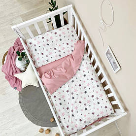 Змінний комплект дитячої постільної білизни Baby Dream Stars пудровий 3 предм