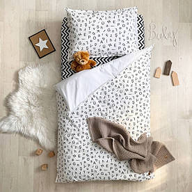 Підлітковий комплект постільної білизни Baby Chic яслі поплін Букви чорні 3 предм
