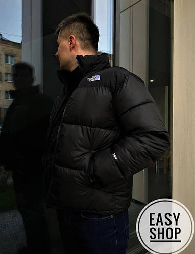 Тепла чоловіча зимова чорна куртка, пуховик The North Face 700 з капюшоном від +5°C до -25°C