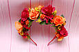 Обруч для волосся / обідок на голову осінній з квітами в осінніх тонах 625, фото 2
