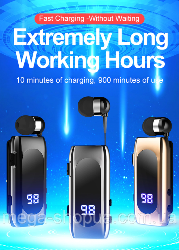 Бездротова Bluetooth блютуз блютус гарнітура для телефона смартфона LED Siory D56 Срібляста