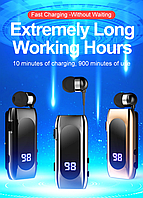 Бездротова Bluetooth блютуз блютус гарнітура для телефона смартфона LED Siory D56 Срібляста