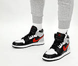 Чоловічі / жіночі кросівки Nike Air Jordan 1 Retro Mid Black Chile Red White High, шкіряні найк аір джордан 1 ретро аїр, фото 7