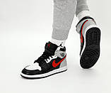 Чоловічі / жіночі кросівки Nike Air Jordan 1 Retro Mid Black Chile Red White High, шкіряні найк аір джордан 1 ретро аїр, фото 9