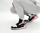 Чоловічі / жіночі кросівки Nike Air Jordan 1 Retro Mid Black Chile Red White High, шкіряні найк аір джордан 1 ретро аїр, фото 6