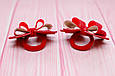 Бантики для дівчинки на резинці червоні з блискітками з екошкіри 629 об, фото 2