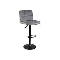 Барный стул Just Sit Monzo Velvet (серый-черная основа) (велюр)