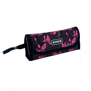 Пенал Kite 1 відділення порожній, чорний із рожевими квітами K20-653-5 G-Rich