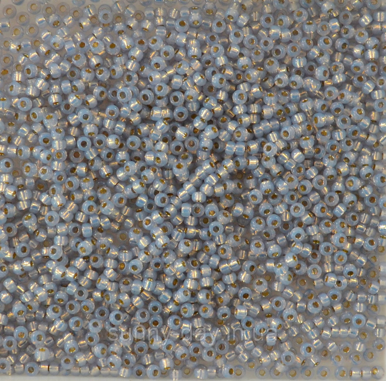 Бісер Miyuki Round Rocailles 11/0 колір - світло сірий із золотою серединкою, фото 1