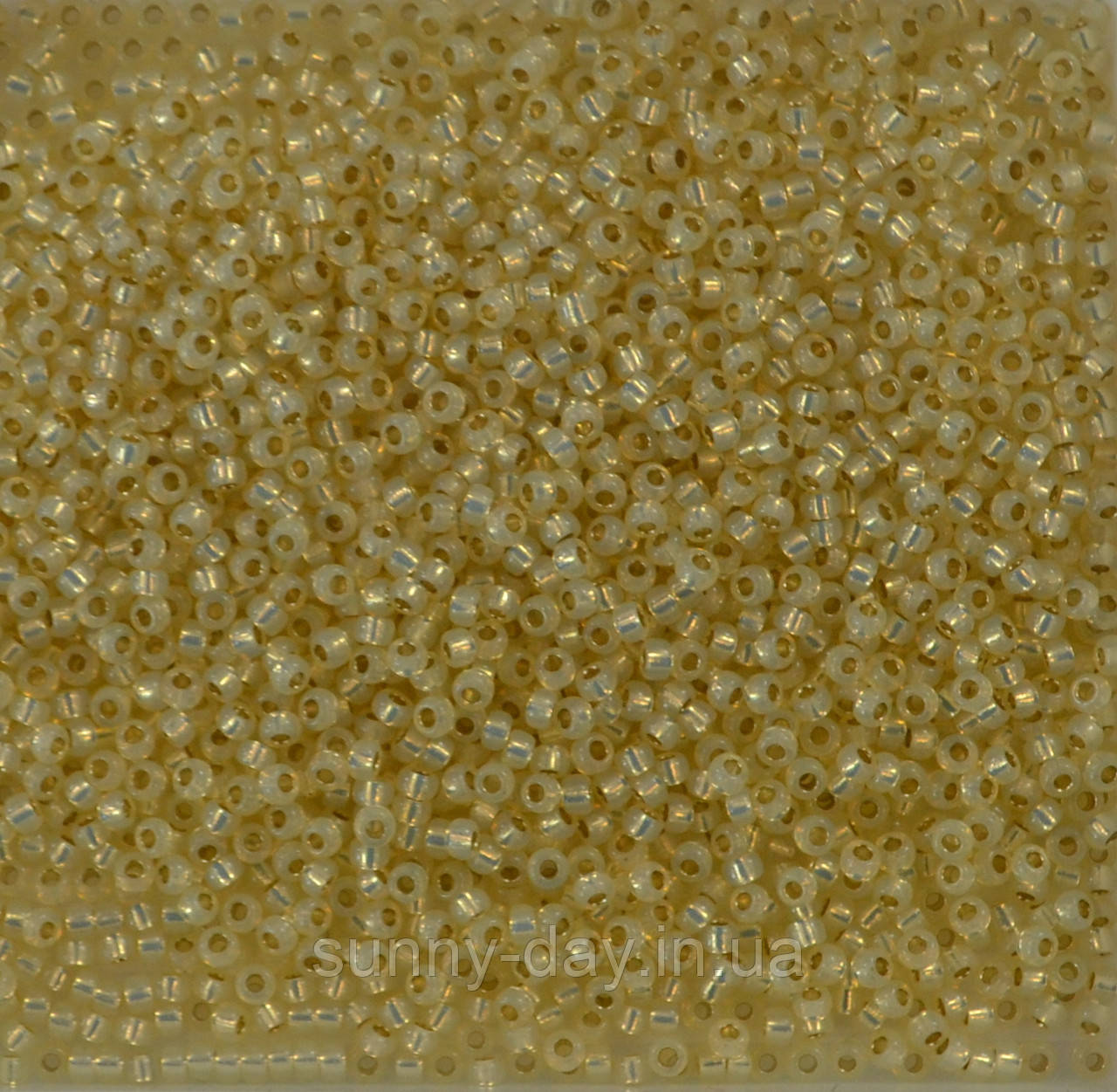 Бісер Miyuki Round Rocailles 11/0 колір - кремовий із сріблястою серединкою, фото 1