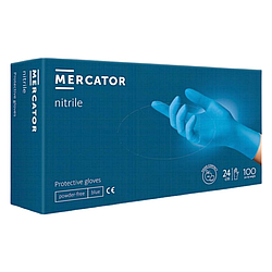 Рукавички нітрилові MERCATOR Nitrylex Basic неопудренні XL, (100 шт/пач), блакитні